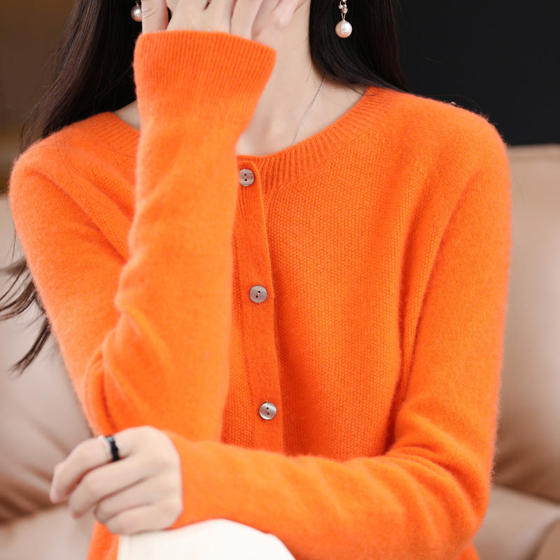 W&W Mode | Lockerer Damen Cashmere Strickjacke Mit Rundhalsausschnitt Aus Hochwertiger Veganer Wolle