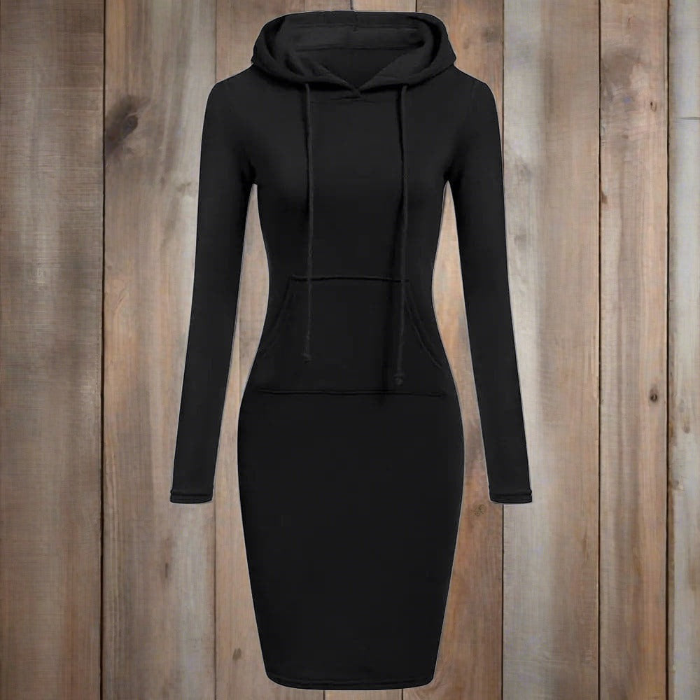 W&W Mode | Casual Herbst Sweatkleid mit Kapuze und Kordelzug für Frauen