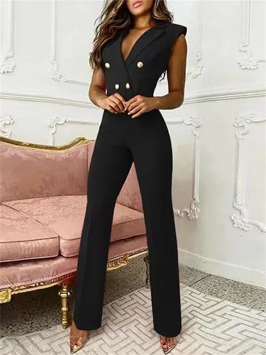 Damen-Jumpsuit mit V-Ausschnitt und Hahnentrittmuster