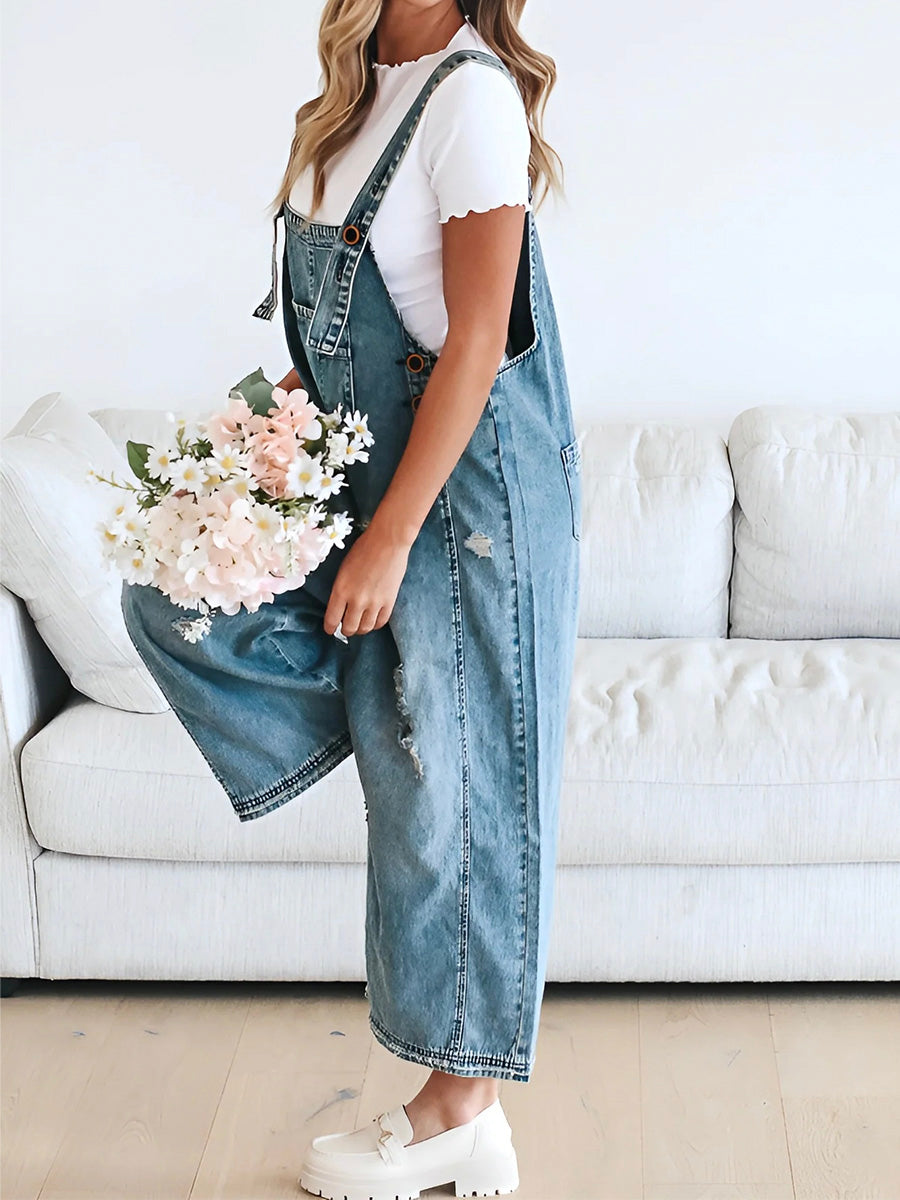 W&W Mode | Denim Jumpsuit Damen Baggy Jeans Overall