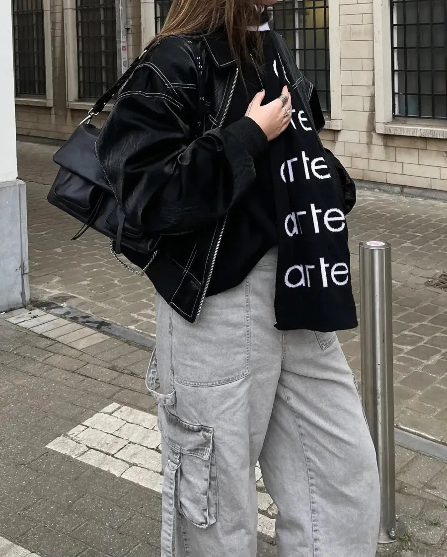 W&W Mode | Übergroße Lederjacke für Damen