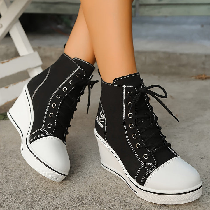 W&W Mode | Einfache Canvas Stiefeletten Mit Liebesmotiv