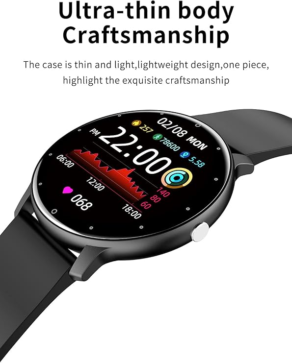 W&W Mode | Wasserdichte Unisex Smartwatch Mit Fitness Tracker Und Herzfrequenzmesser