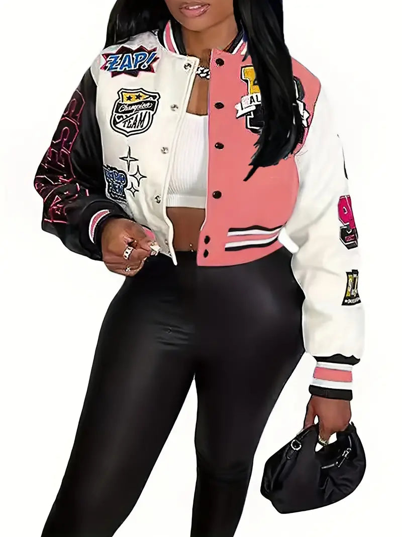 W&W Mode | Damen Varsity-Jacke mit Briefdruck