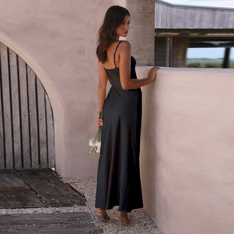 W&W Mode | Sommerliches Einfarbiges Split Kleid Für Damen