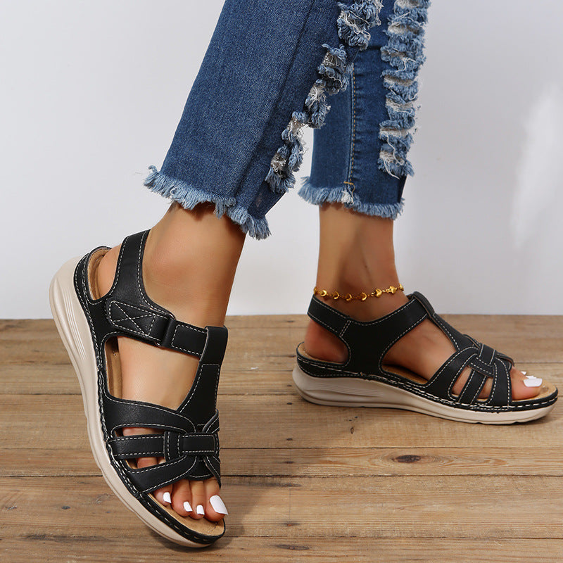 W&W Mode | Orthopädische Damen Klettverschluss-Sandalen