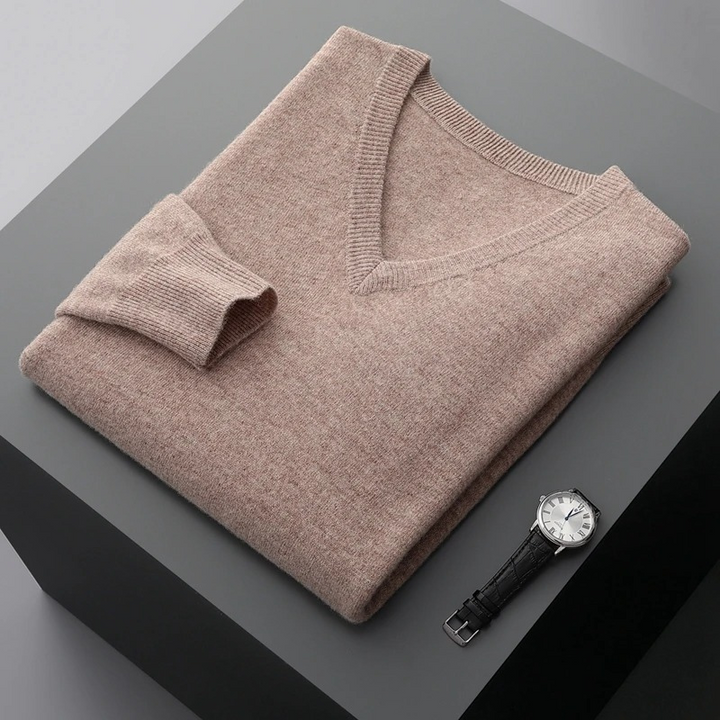 W&W Mode Herren Pullover V-Ausschnitt langarm Strick