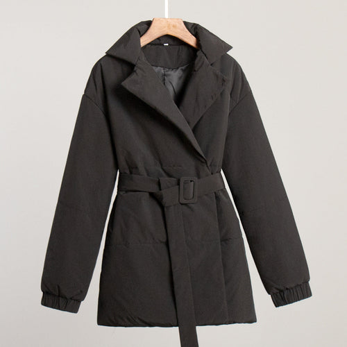 W&W Mode | Stylischer Winter Baumwollmantel mit Gürtel