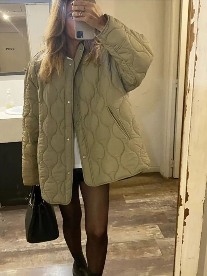 W&W Mode | Gepolsterte Jacke Damen, Leichtes Übergröße Modell Mit Taschen, Knopfverschluss