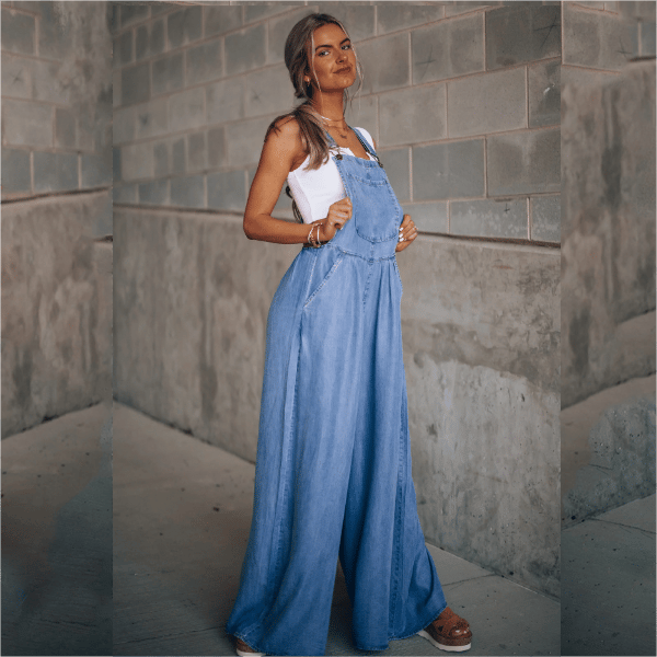 W&W Mode | Damen Denim-Overalls mit weitem Bein Design