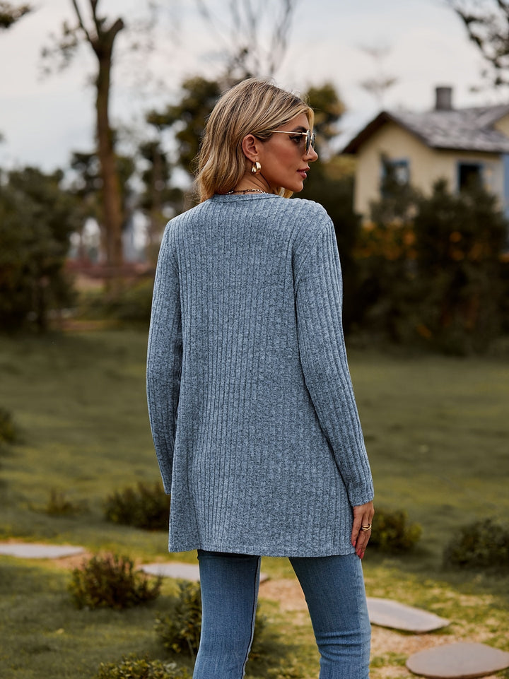 W&W Mode Warmer Gerippter Baumwolle Strickcardigan Für Damen | Perfekt Für Lässige Tage