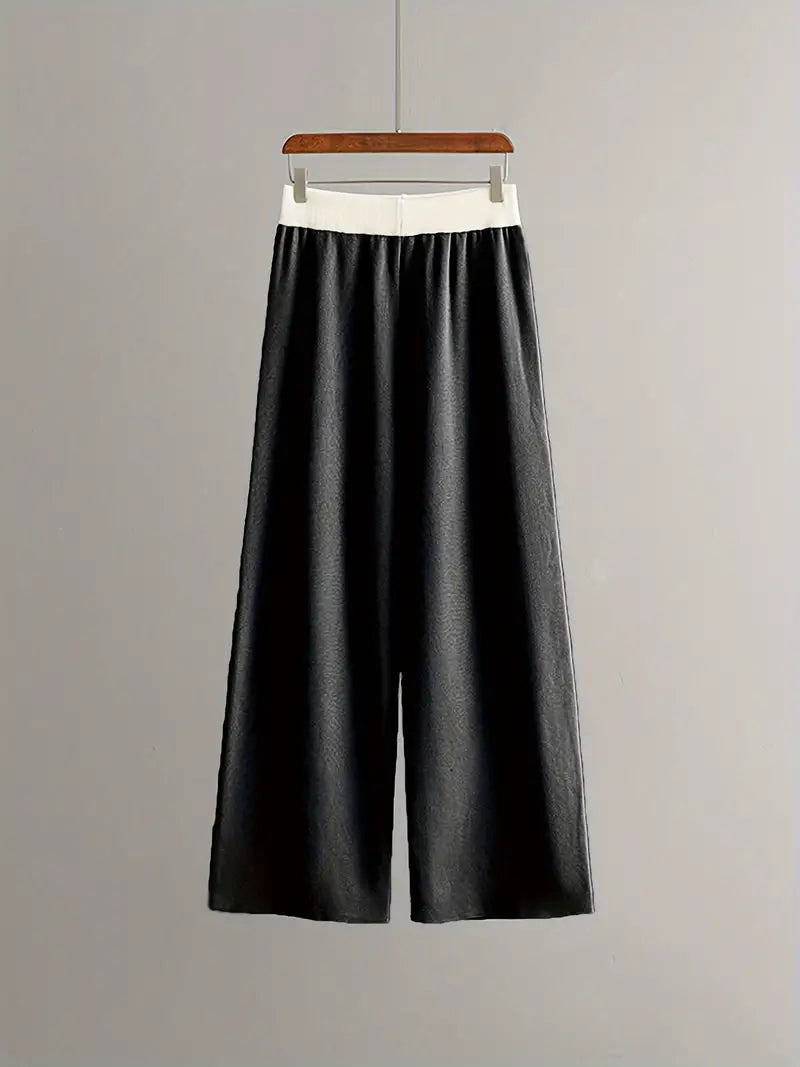 W&W Mode | Stilvolles Set Aus Langärmligem Strickoberteil Und Hose Mit V-Ausschnitt