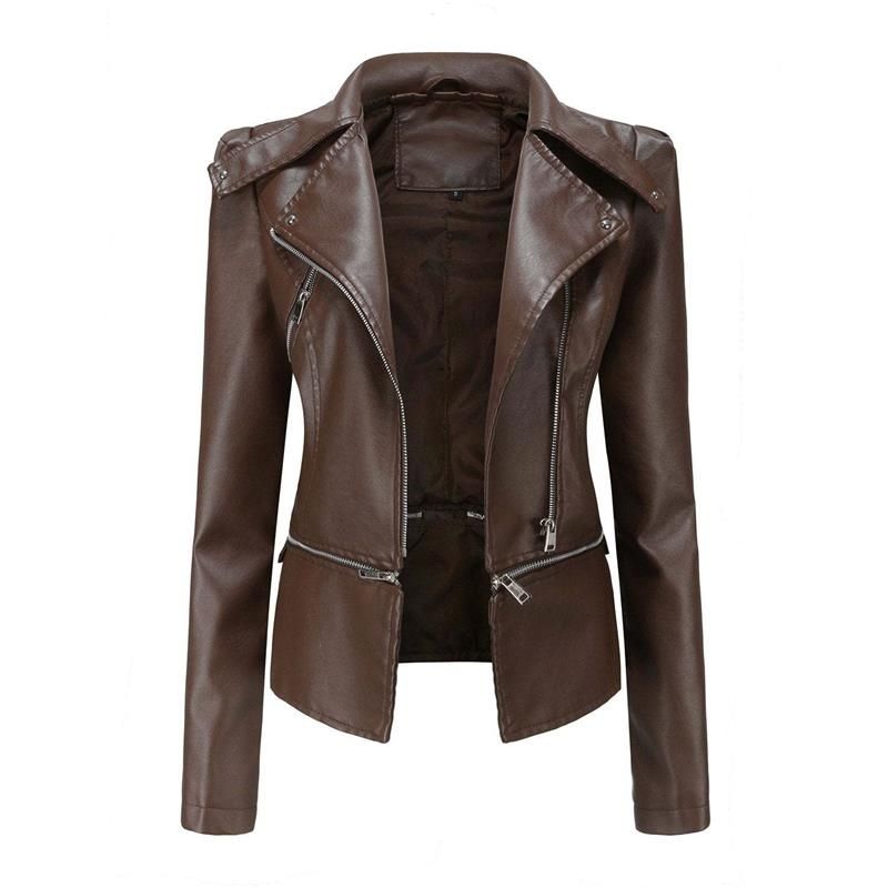W&W Mode | Gothic Soft Leather Jacket with Lapel and Breathable Zipper Design