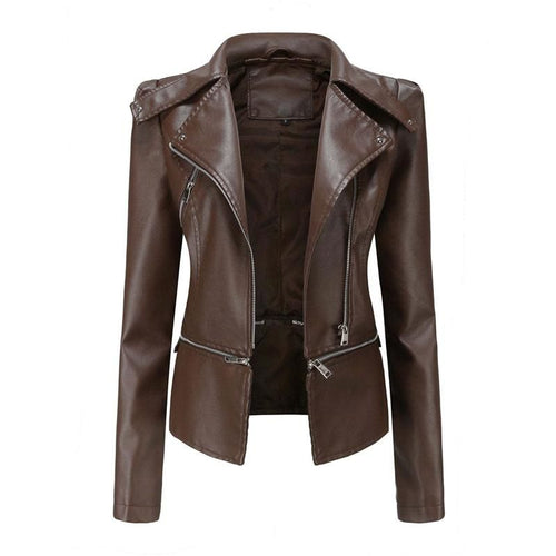W&W Mode | Gothic Soft Leather Jacket with Lapel and Breathable Zipper Design