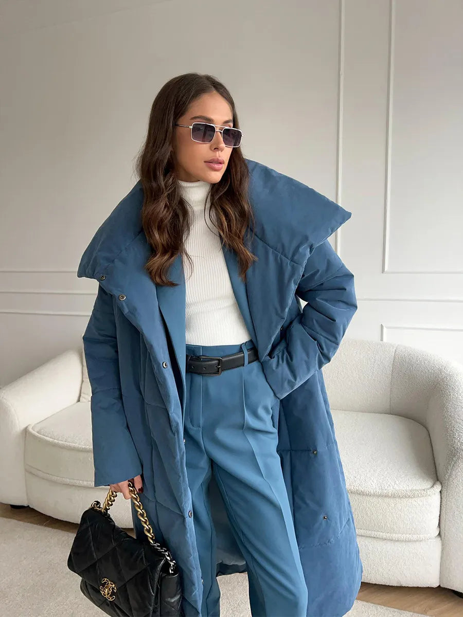 W&W Mode | Langer Wintermantel mit breitem elegantem Kragen