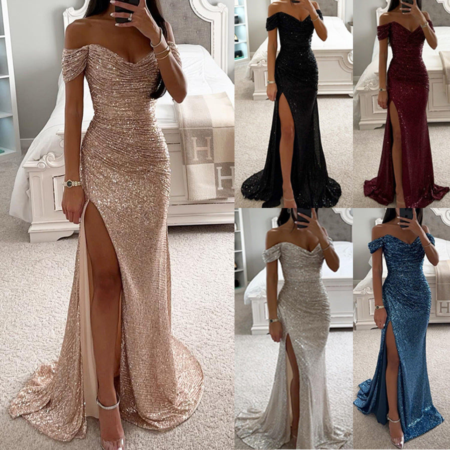 W&W Mode | Festliches Paillettenkleid Mit Schlitz