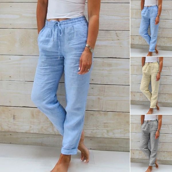 W&W Mode | Damen Leinenhose mit Baumwollanteil und elastischem Bund
