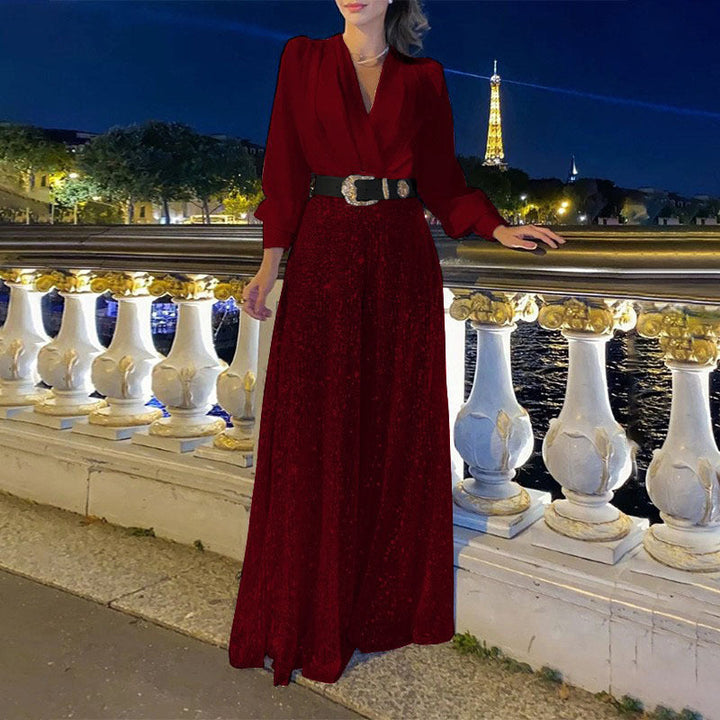 W&W Mode | Eleganter Schnitt - Weitbeiniger Pailletten-Jumpsuit