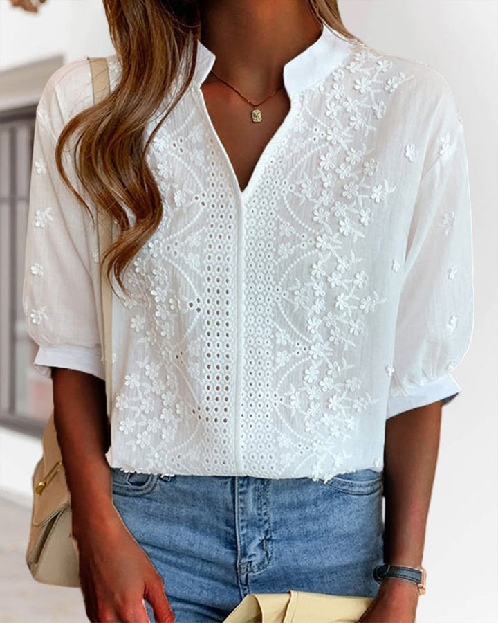 W&W Mode - Weiße Bluse mit Puffärmeln