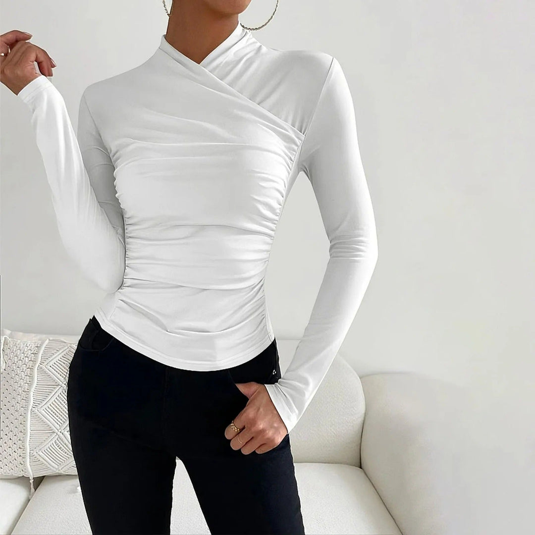 W&W Mode | Elegante Herbst Wickelbluse mit langen Ärmeln für Frauen