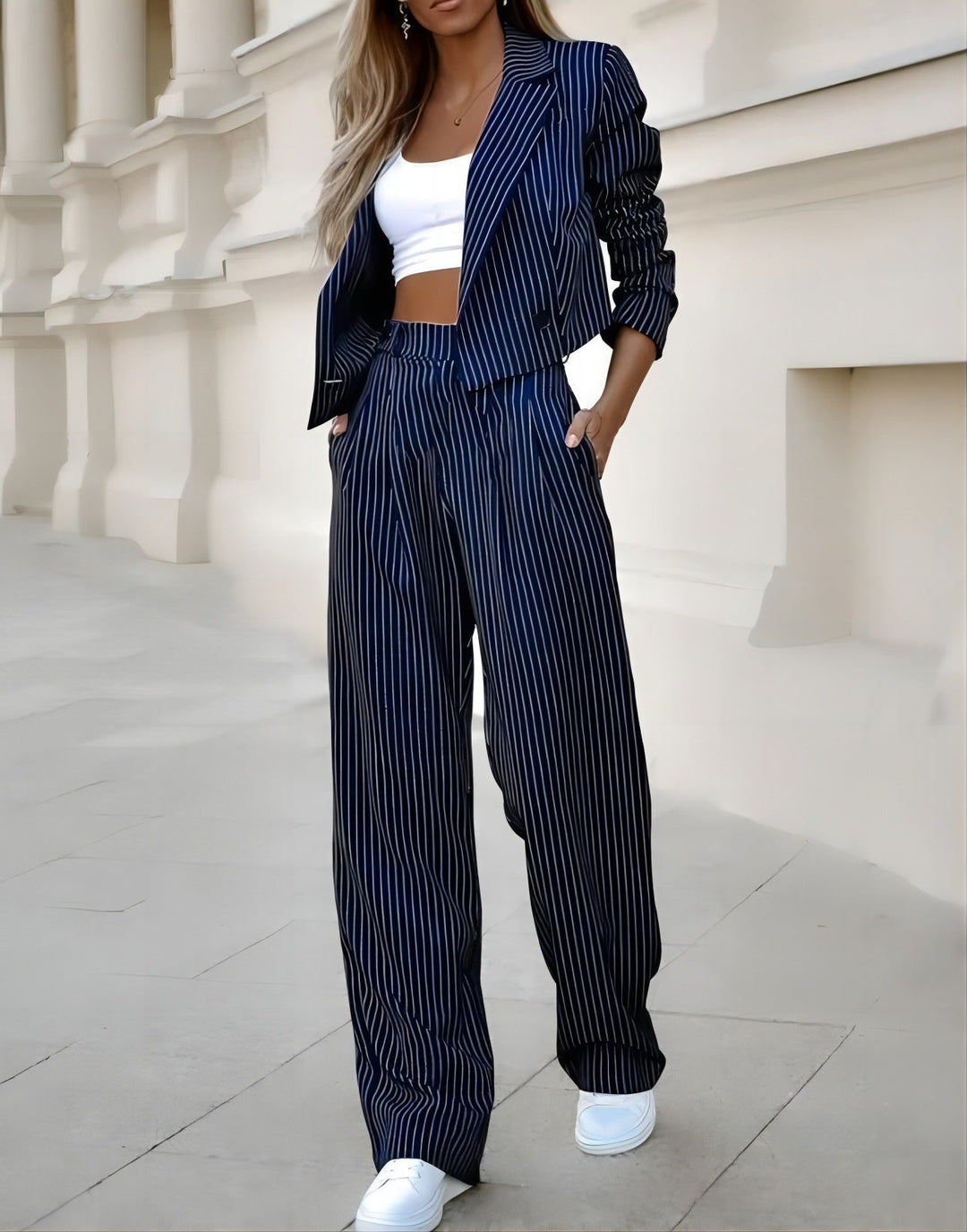 W&W Mode | delig Blazer Set Damenanzug - Cropped Blazer mit Hose