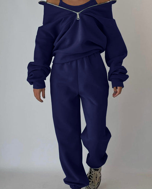 W&W Mode | teiliges sportliches Set - trendige Damen Sweatjacke mit Jogginghose