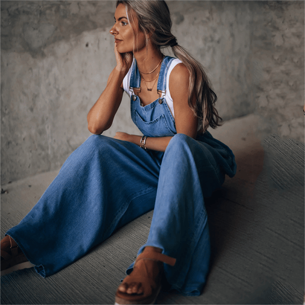 W&W Mode | Damen Denim-Overalls mit weitem Bein Design