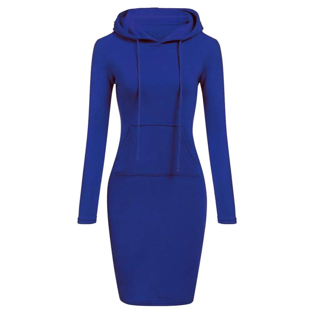 W&W Mode | Casual Herbst Sweatkleid mit Kapuze und Kordelzug für Frauen
