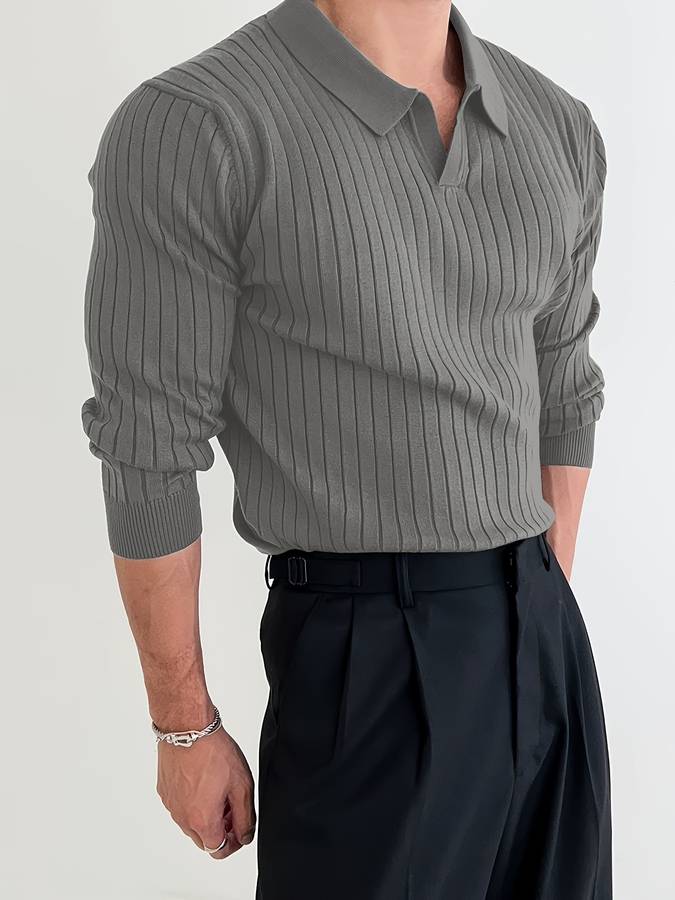 W&W Mode - Lässiger Herrenpullover mit V-Ausschnitt