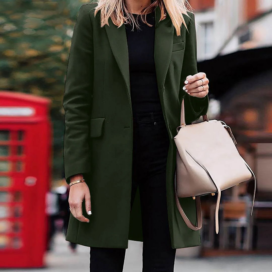 W&W Mode | Damen Slim Fit Mantel Jacke, Ein Knopf Wolle Mix Lange Jacke
