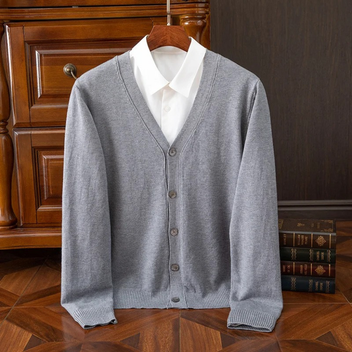 W&W Mode | Herren Strickjacke Mit Knöpfen, Leichtes Material, V-ausschnitt, Klassischer Stil