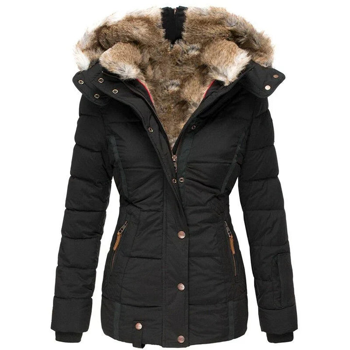 Modischer Wintermantel mit Pelzfutter für Frauen
