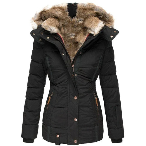 Modischer Wintermantel mit Pelzfutter für Frauen