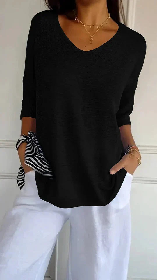 W&W Mode | Bequemes Damen-Stricktop mit V-Ausschnitt