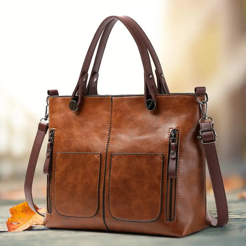 W&W Mode | Vintage Leder Schultertasche für Damen - Stilvolle und Nachhaltige Handtasche