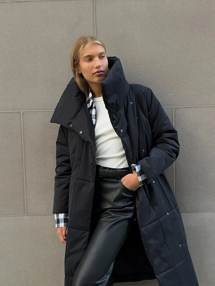 W&W Mode | Langer Wintermantel mit breitem elegantem Kragen