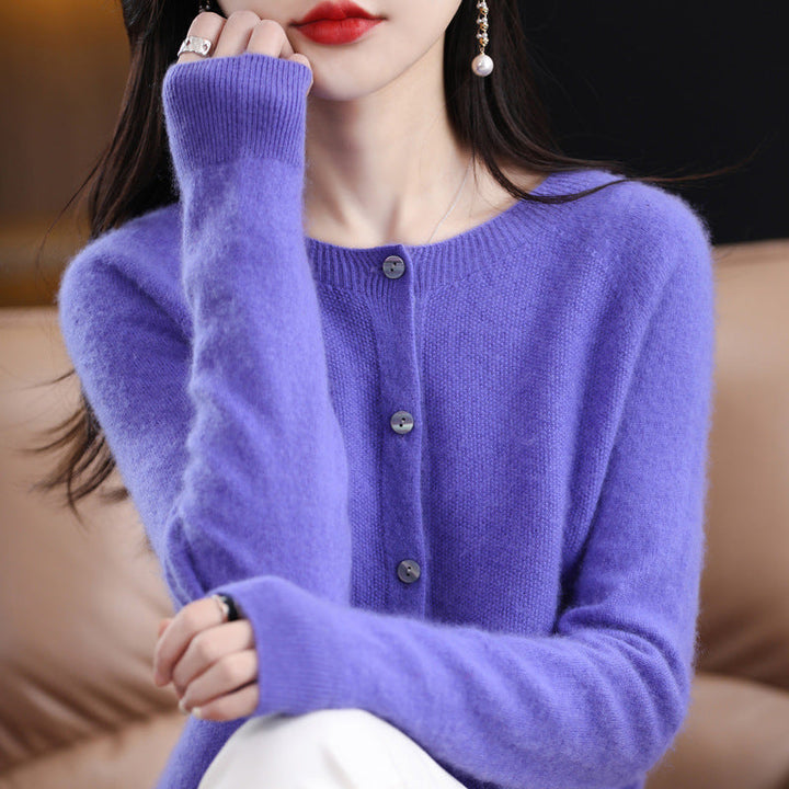 W&W Mode | Lockerer Damen Cashmere Strickjacke Mit Rundhalsausschnitt Aus Hochwertiger Veganer Wolle