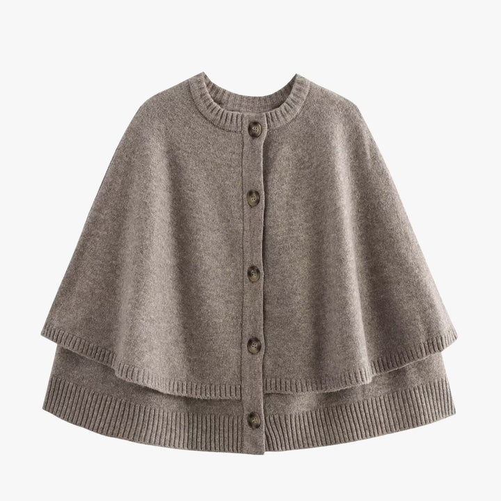 W&W Mode | Strick Cape Mit Knöpfen Und Gestuftem Saum