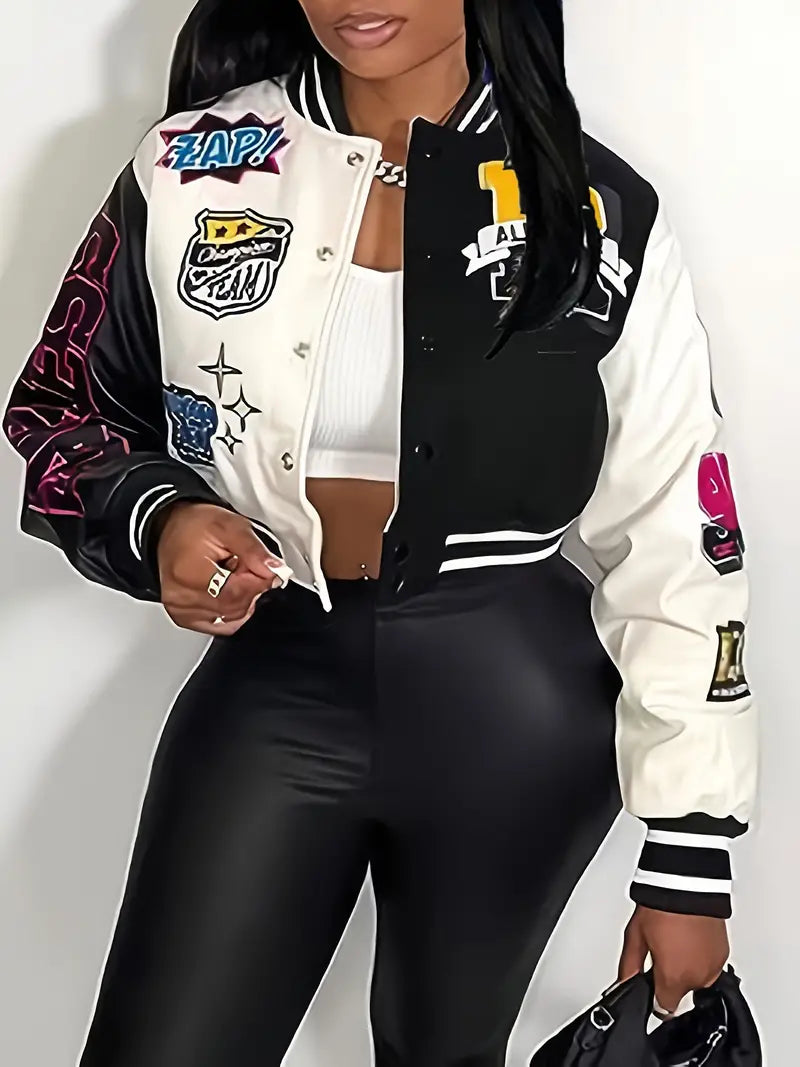 W&W Mode | Damen Varsity-Jacke mit Briefdruck