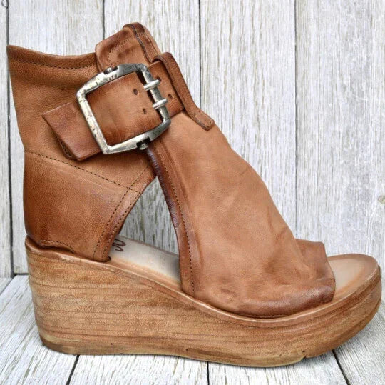 W&W Mode | Offene High Top Sandalen Mit Keilabsatz Und Schnalle Für Damen