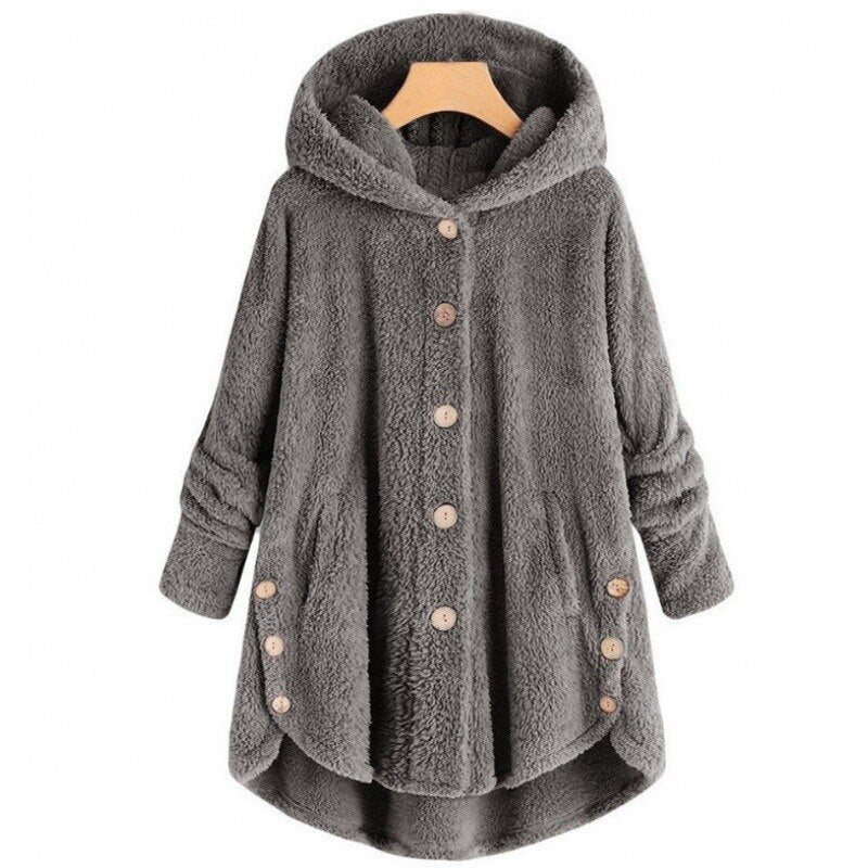 W&W Mode Mantel mit Kapuze für Frauen aus warmer Wolle.