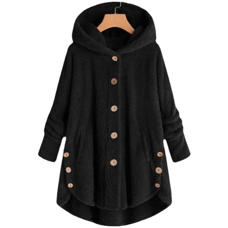 W&W Mode Mantel mit Kapuze für Frauen aus warmer Wolle.