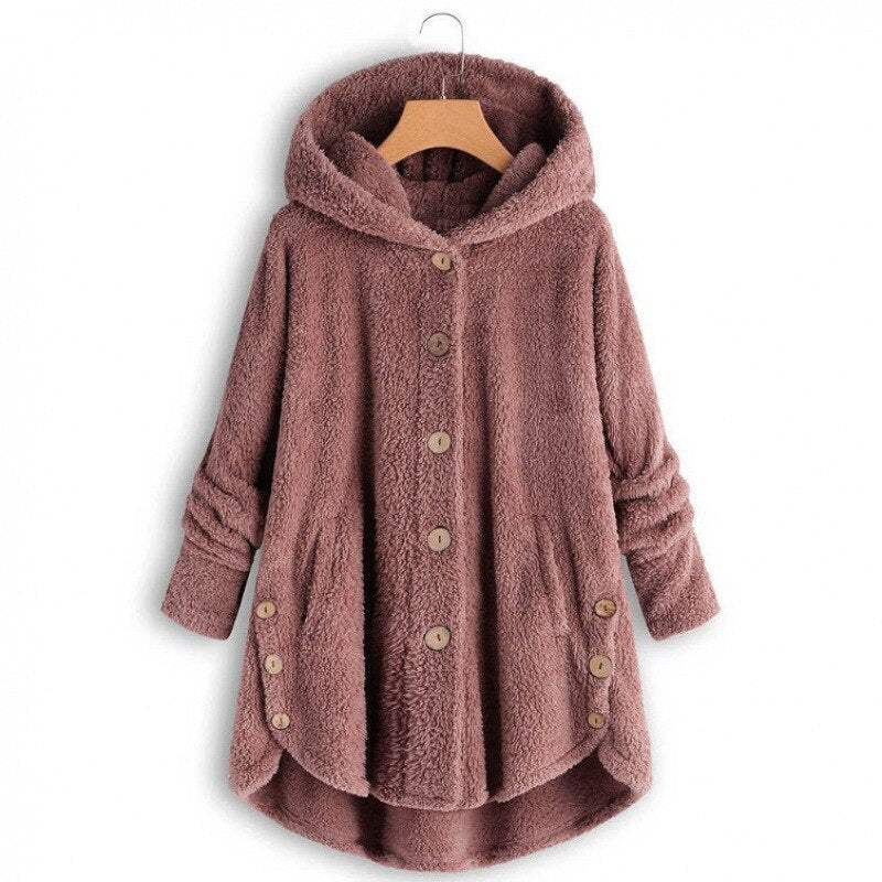 W&W Mode Mantel mit Kapuze für Frauen aus warmer Wolle.