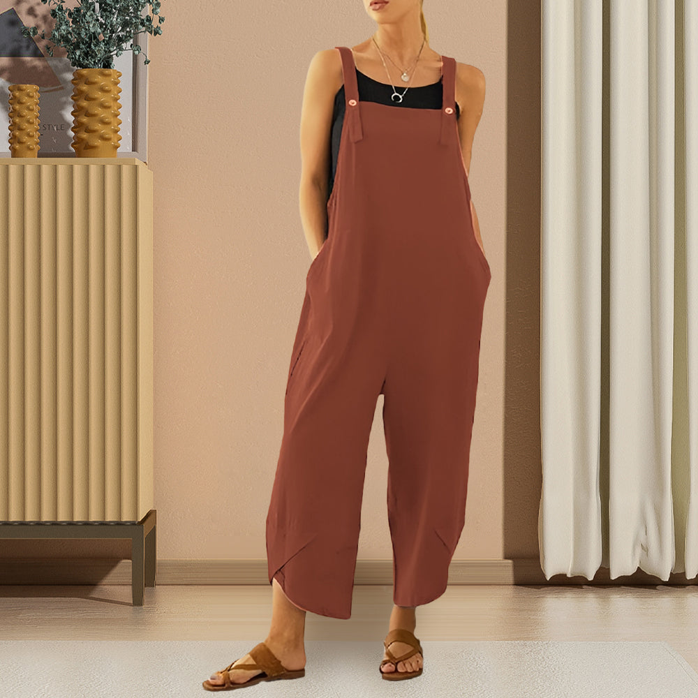 W&W Mode | Lässiger, lockerer Overall in Volltonfarbe für Damen
