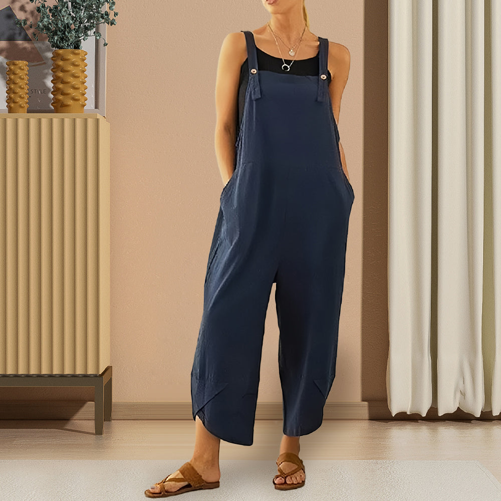 W&W Mode | Lässiger, lockerer Overall in Volltonfarbe für Damen