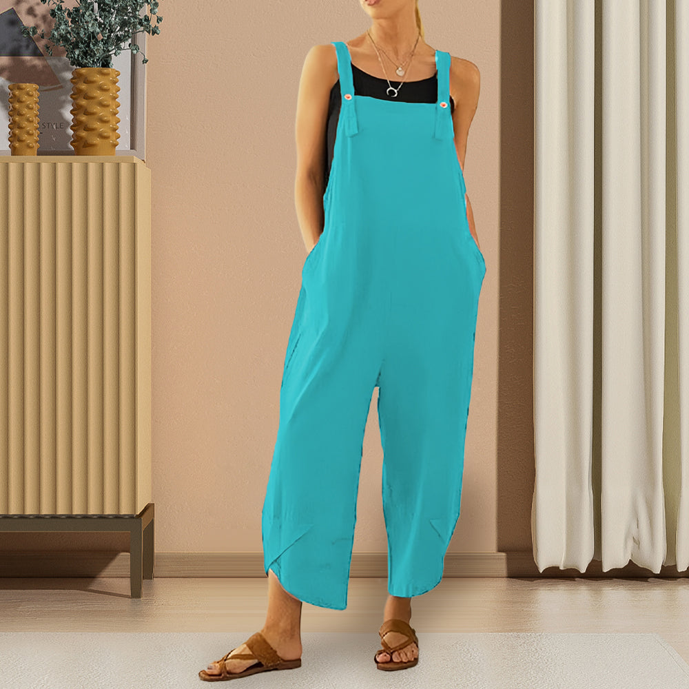 W&W Mode | Lässiger, lockerer Overall in Volltonfarbe für Damen