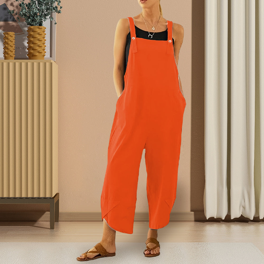 W&W Mode | Lässiger, lockerer Overall in Volltonfarbe für Damen