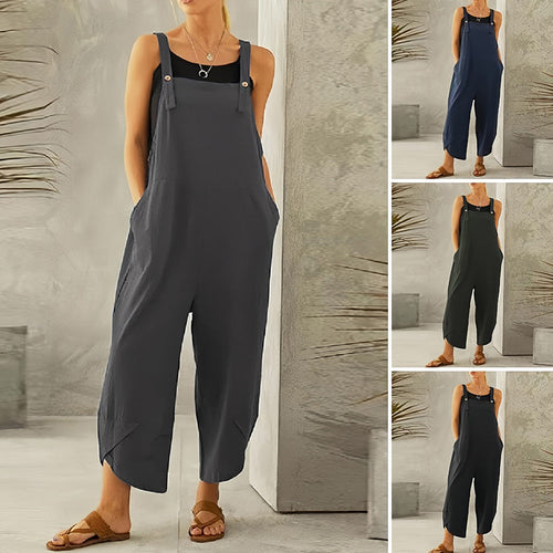 W&W Mode | Lässiger, lockerer Overall in Volltonfarbe für Damen