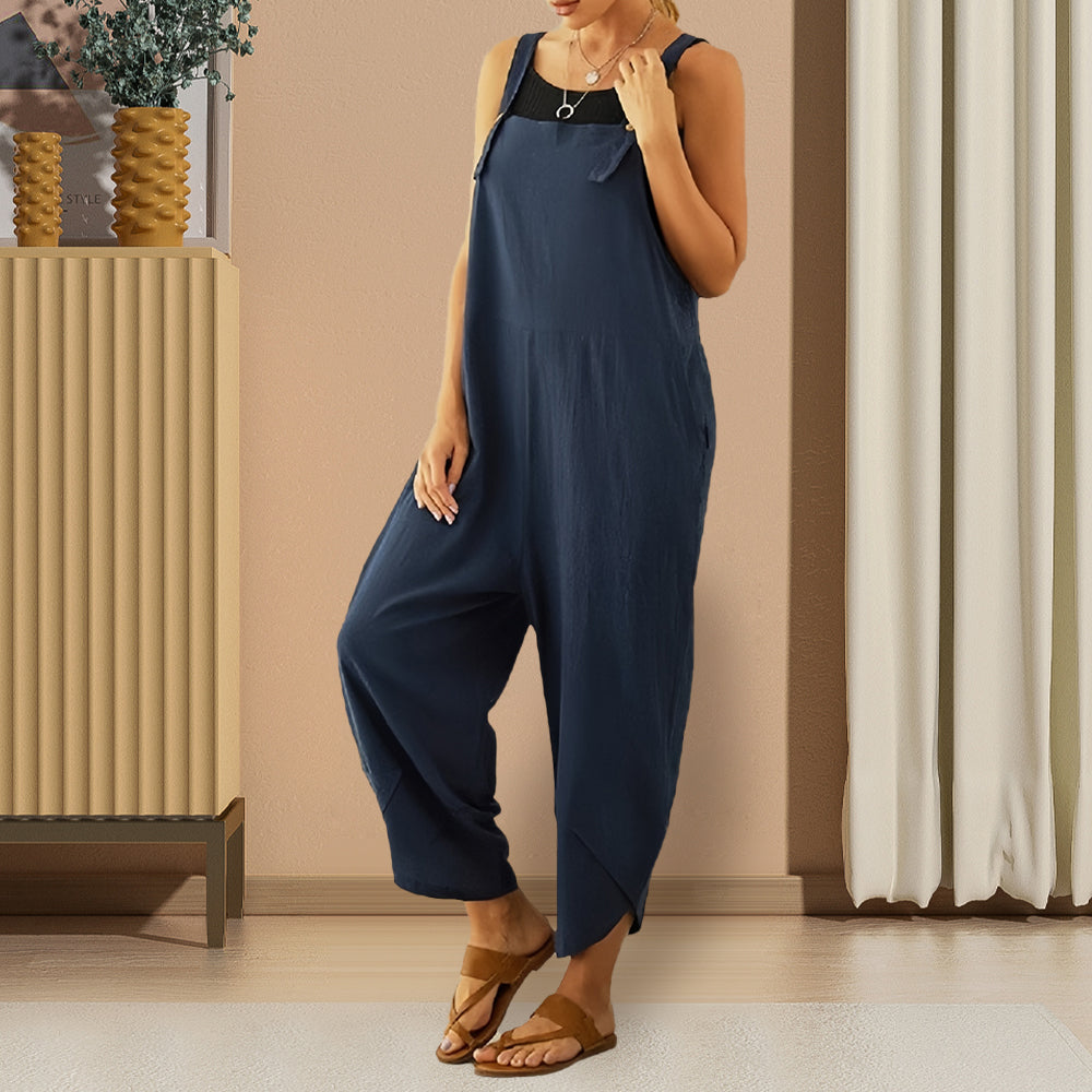 W&W Mode | Lässiger, lockerer Overall in Volltonfarbe für Damen