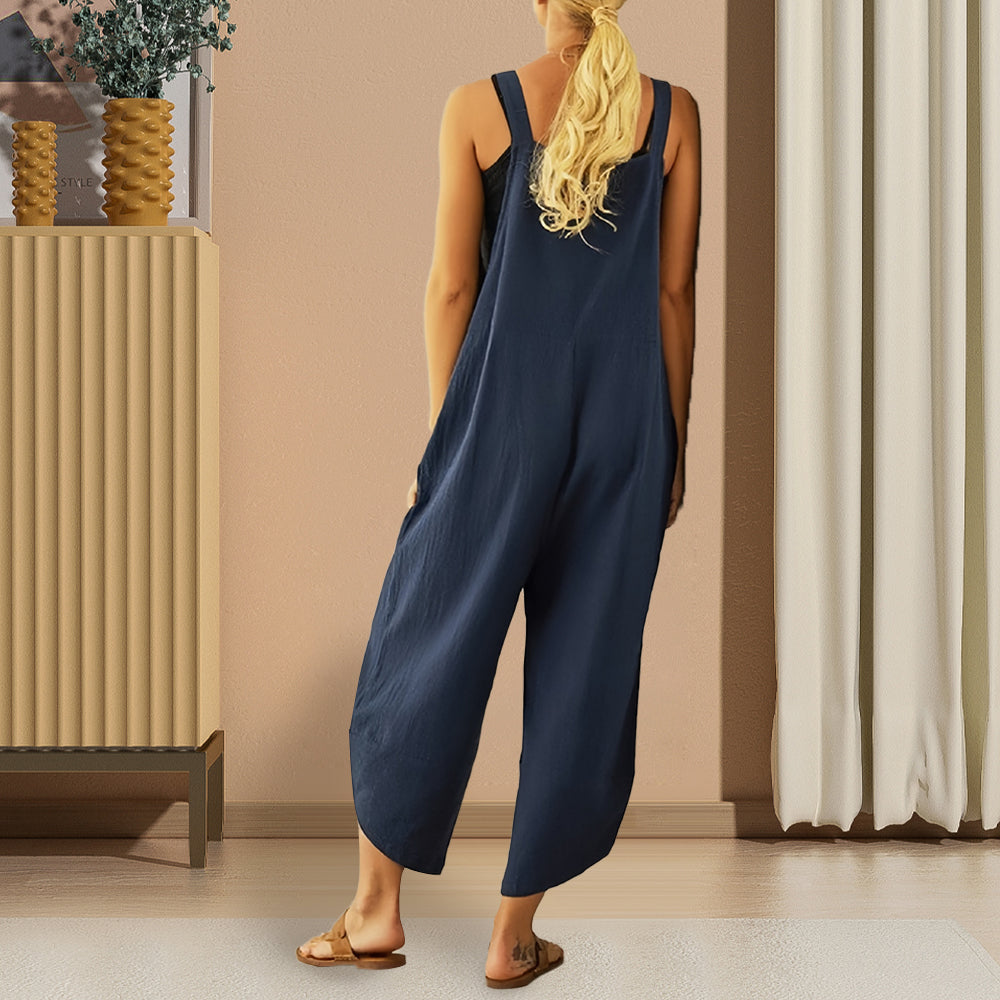 W&W Mode | Lässiger, lockerer Overall in Volltonfarbe für Damen